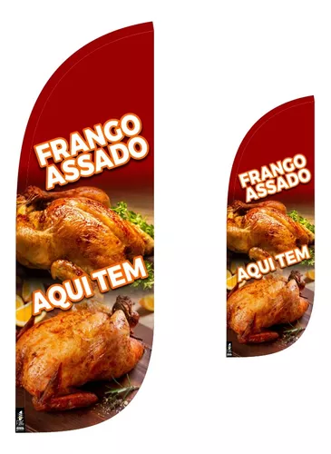 Wind Banner Frango Assado 2,0m Dupla Face Somente Tecido