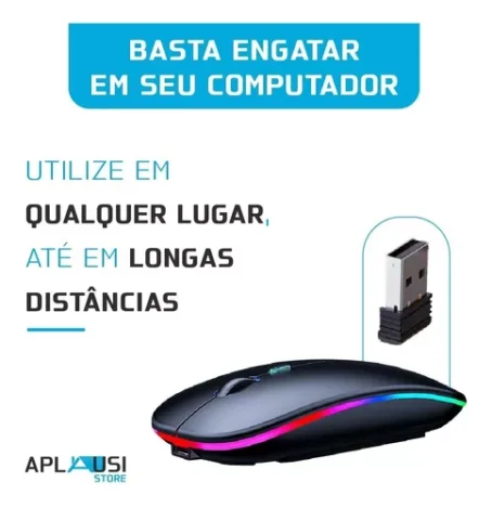 Mouse Sem Fio Recarregável Wireles Optico Led Rgb Ergonômico - Image 6