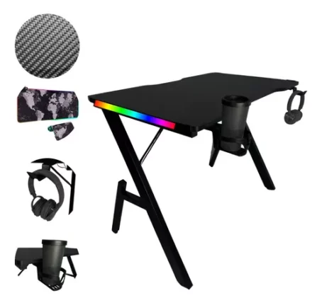 Mesa Gamer Escrivaninha De Jogos Iluminação + Mousepad Rgb - Image 5