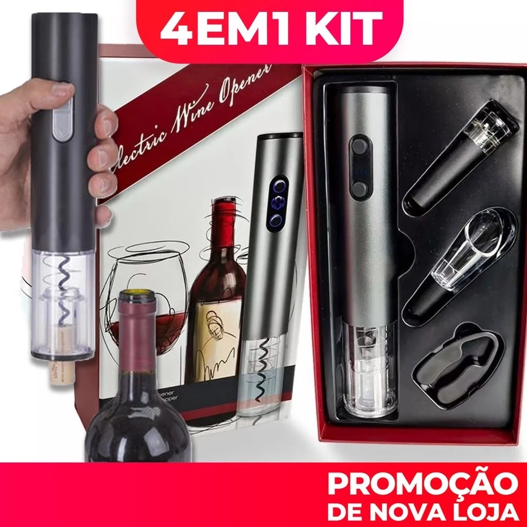 Kit Abridor De Garrafa De Vinho Automático