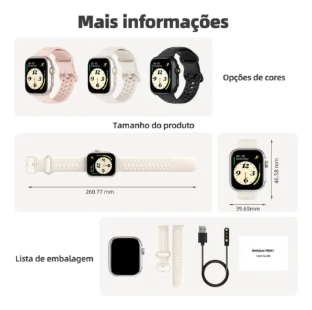 Relógio Smartwatch Bettdow Fb041 Esportivo Alexa E Gps 1.85 - Imagem 3